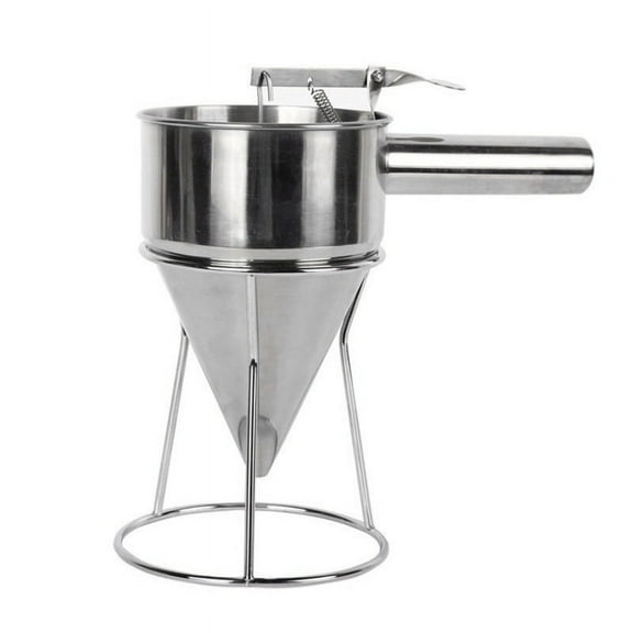 Stainless Steel Funnel Octopus Ball Funnel Waffle Batter Dispenser Pancake Maker Cooking Tool Funnel Dispenser with Rack