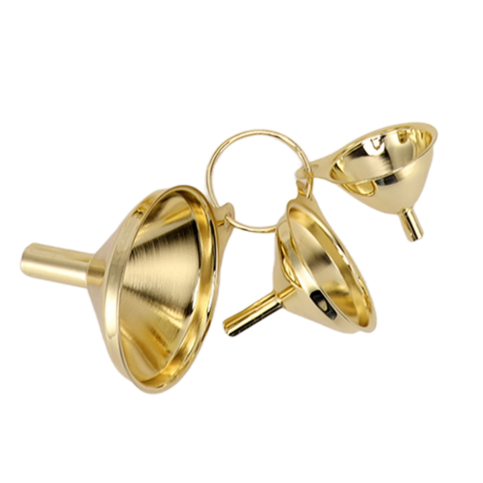 Stainless Steel Funnel Set, Curved Body Gold Stainless Steel Funnel