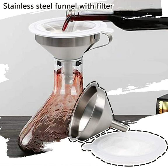 5.5" Stainless Steel Funnel with Strainer and 100 Fine Mesh Filter, Food Grade Metal Funnel, Cooking Oil Filter, Oil Strainer for Deep Fryer, Milk Strainer, Funnels for Kitchen Use Filling Bottles