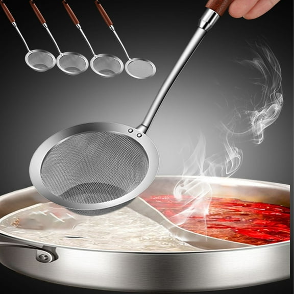 Stainless Steel Funnel Strainer, Wooden Handle Fine Mesh Sieve, Easy Pouring + Dregs Removal, Home Kitchen Utensil, for Baking & Liquid Straining, Essential Cooking Gear Akmoler