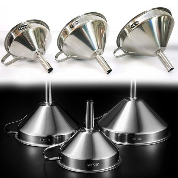 Stainless Steel Funnel With Handle Kitchen Filling Metal Hopper 11 13 15Cm S YIWEI