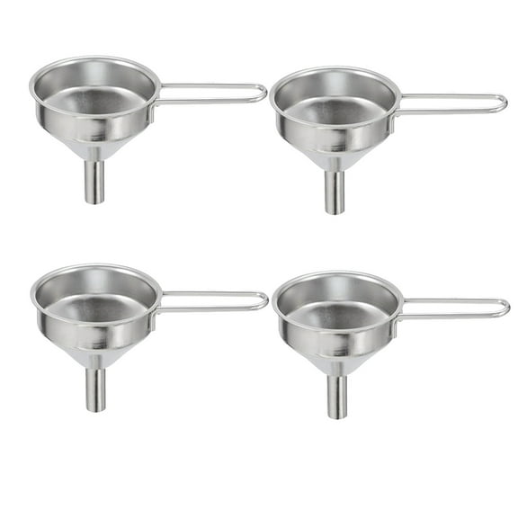 Stainless Steel Funnels, Funnels for Filling Bottles, Kitchen Small Funnel Liquor Flask Funnels with Long Handle, Angable Oil Filling Funnel for Transferring Essentiall Oils(4PC)