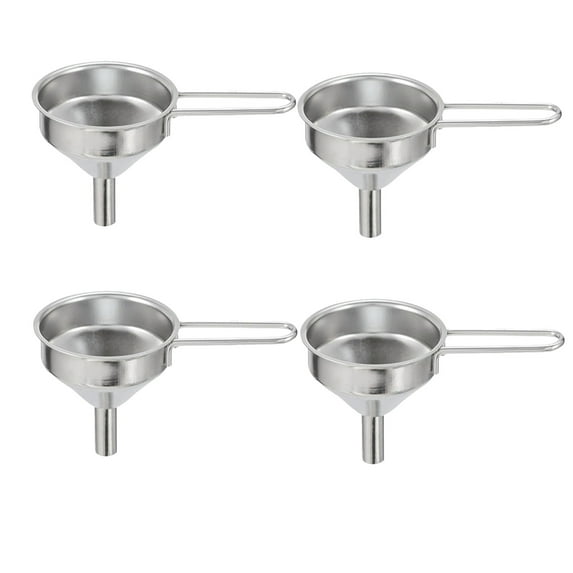 Stainless Steel Funnels, Funnels for Filling Bottles, Kitchen Small Funnel Liquor Flask Funnels with Long Handle, Angable Oil Filling Funnel for Transferring Essentiall Oils(4PC)