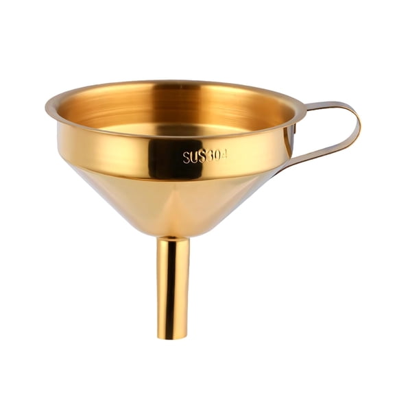 CATPAN 4 inch Gold Stainless Steel Kitchen Funnel, for Filling Bottles & Transferring Liquids, Powders, Spices