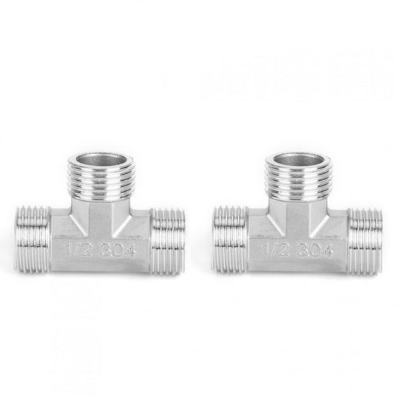 Stainless Steel G1/2in Male Thread TShaped Tee Connector Pipe Connection Fittings Water Line T Fitting Brushed Nickel Accessories