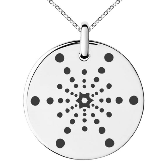 Tioneer Stainless Steel Galaxy Snowflake Engraved Small Medallion Circle Charm Pendant Necklace