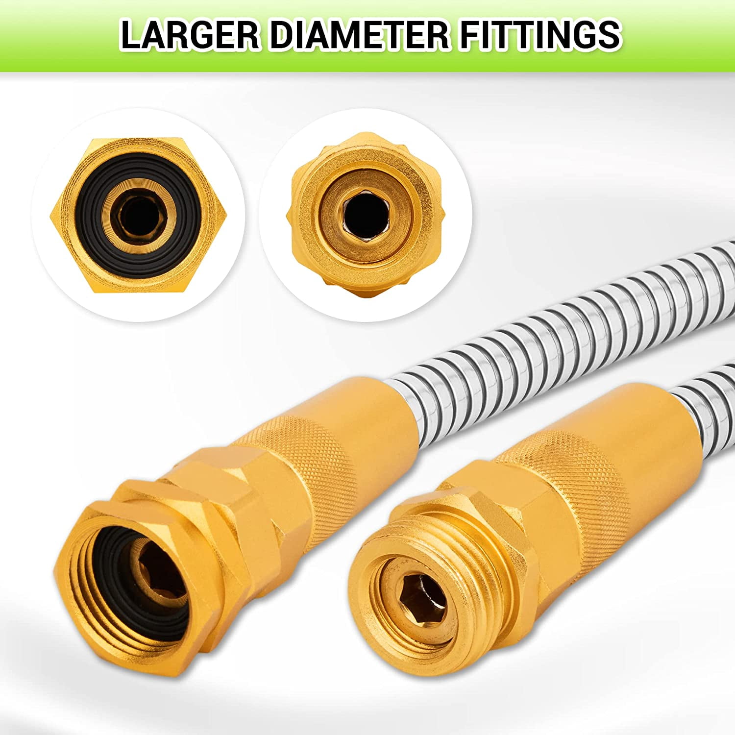 Stainless Steel Garden Hose - Flexible, Puncture & Rust Proof, No Kink, High Pressure, Collapsible 25FT