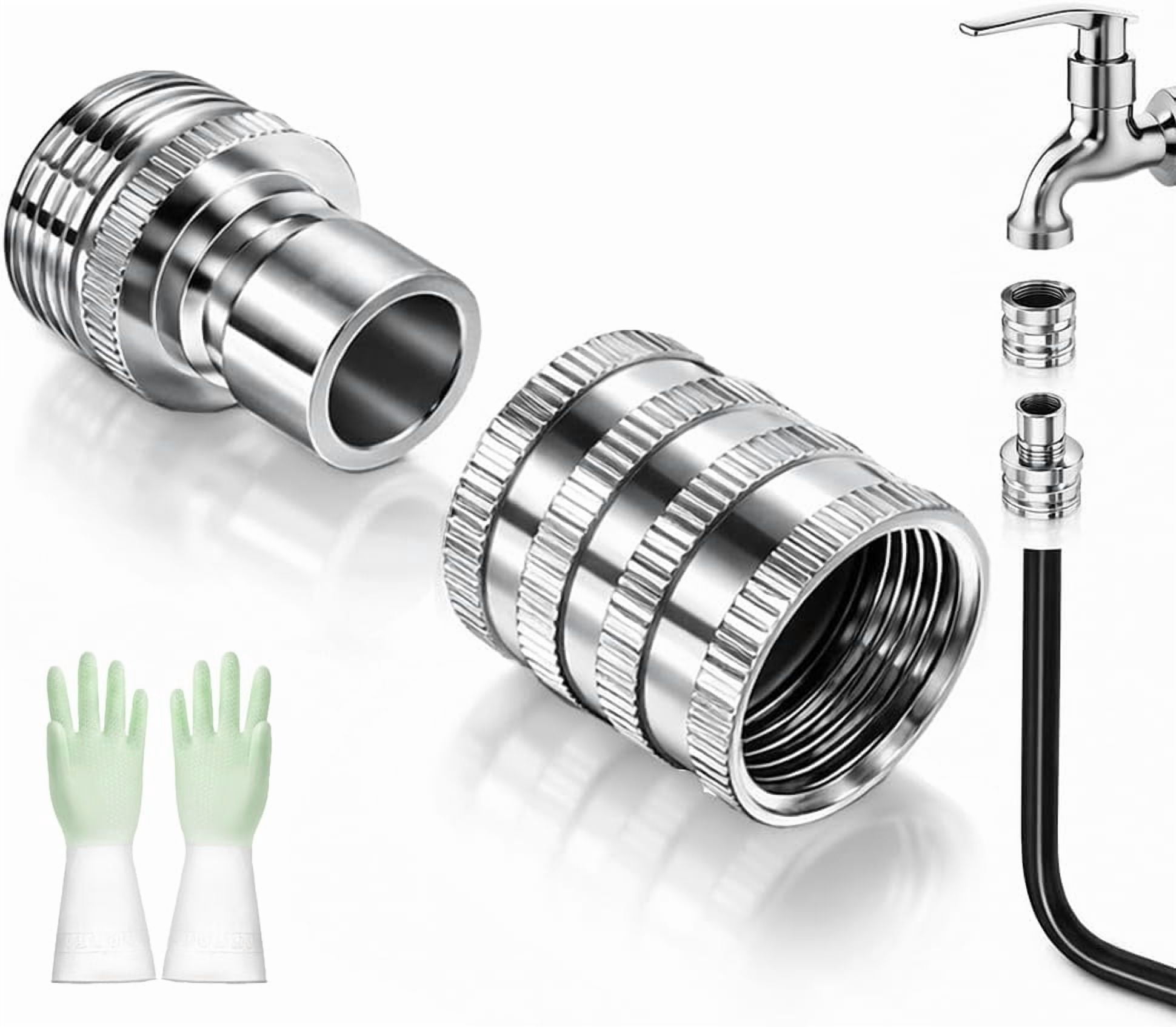 Stainless Steel Garden Hose Quick Connect Fittings Set, 2026 New 3/4 Inch GHT Water Hose Fittings, Pressure Washer Adapter Set, Heavy Duty Quick Release Connector for Hoses and Sprayers (1 Set)
