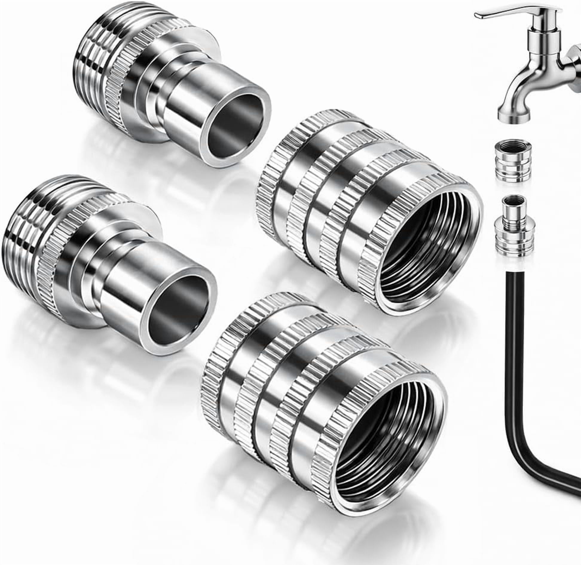Stainless Steel Garden Hose Quick Connect Fittings Set, 2026 New 3/4 Inch GHT Water Hose Fittings, Pressure Washer Adapter Set, Heavy Duty Quick Release Connector for Hoses and Sprayers (2 Sets)