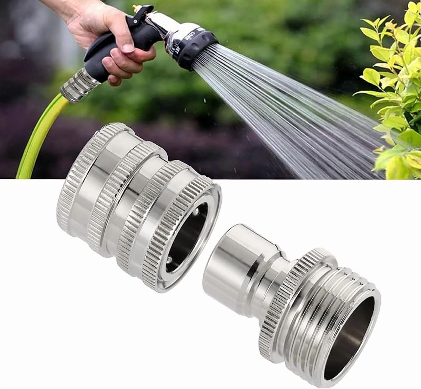 Stainless Steel Garden Hose Quick Connect Fittings Set，Universal Fit 3/4 Inch Stainless Steel Water Hose Quick Connector ，Ideal For Gardens, Farms, Duty Irrigation (1PCS)