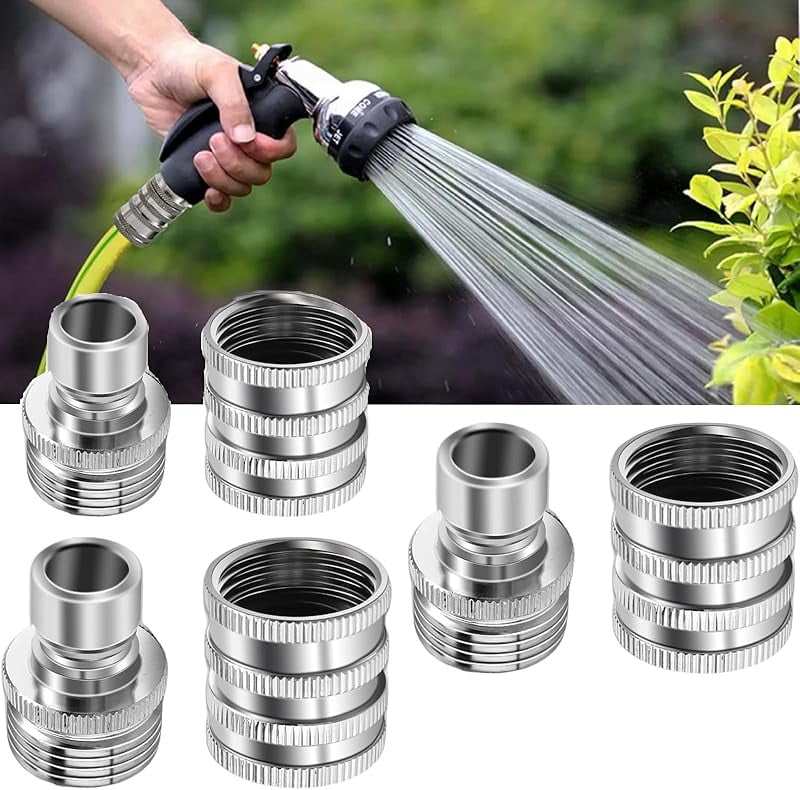 Stainless Steel Garden Hose Quick Connect Fittings Set，Universal Fit 3/4 Inch Stainless Steel Water Hose Quick Connector ，Ideal For Gardens, Farms, Duty Irrigation (3PCS)