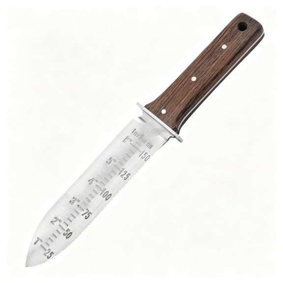 Stainless Steel Hori Hori Garden Knife with Full-Tang Wood Handle, Gardening Tool for Weeding Digging Planting