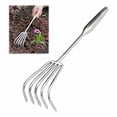 thumbnail image 1 of Stainless Steel Garden Rake, Heavy Duty Leaf Rake for Lawn Yard, Adjustable Garden Rake for Soil Sand, Metal Hand Rake for Gardening Beach, 1 of 6