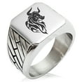 thumbnail image 1 of Stainless Steel Gargantuan Minotaur Geometric Pattern Biker Style Polished Ring, 1 of 1