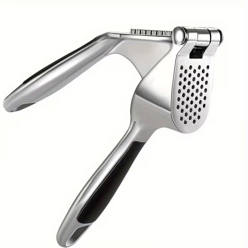 Stainless Steel Garlic Press - Ergonomically designed, durable kitchen tool that mashes garlic effortlessly