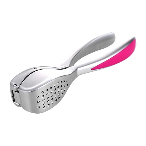 Stainless Steel Garlic Press with Non Slip Ergonomic Handle, Manual Garlic Mincer Crusher, Rust Proof & Dishwasher Safe, Easy to Clean, Practical Kitchen Gadget for Garlic and Ginger,Z5-Silver