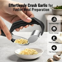 Stainless Steel Garlic Press Rocker, 2-In-1 Heavy Duty Rust Resistant Garlic Crusher Kitchen Gadget with Non-Slip Handle, Easy Smash Effortless Garlic Smasher Dishwasher Safe for Efficient Crushing