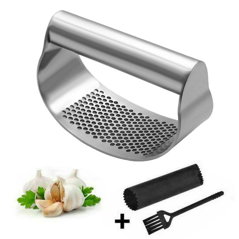 Stainless Steel Garlic Press Rocker, Fruit Crusher with Handle Porous  Surface, Easy Use & Clean, Vegetable Squeezer Kitchen Tool 