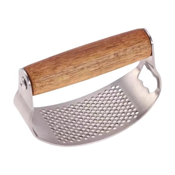 Stainless Steel Garlic Press Rocker, Manual Crusher and Mincer with Peeling Drum Brush, Easy Grip Wide Handle Ginger Press Squeezer, Durable Kitchen Gadgets Tools for Home Chefs, Dishwasher Safe