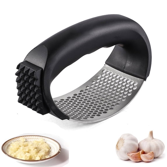 Stainless Steel Garlic Press Rocker,Upgrade Garlic Mincer Crusher with Peeler & Cleaning Brush,Ergonomic Kitchen Gadget for Effortless Cooking,SouMaox