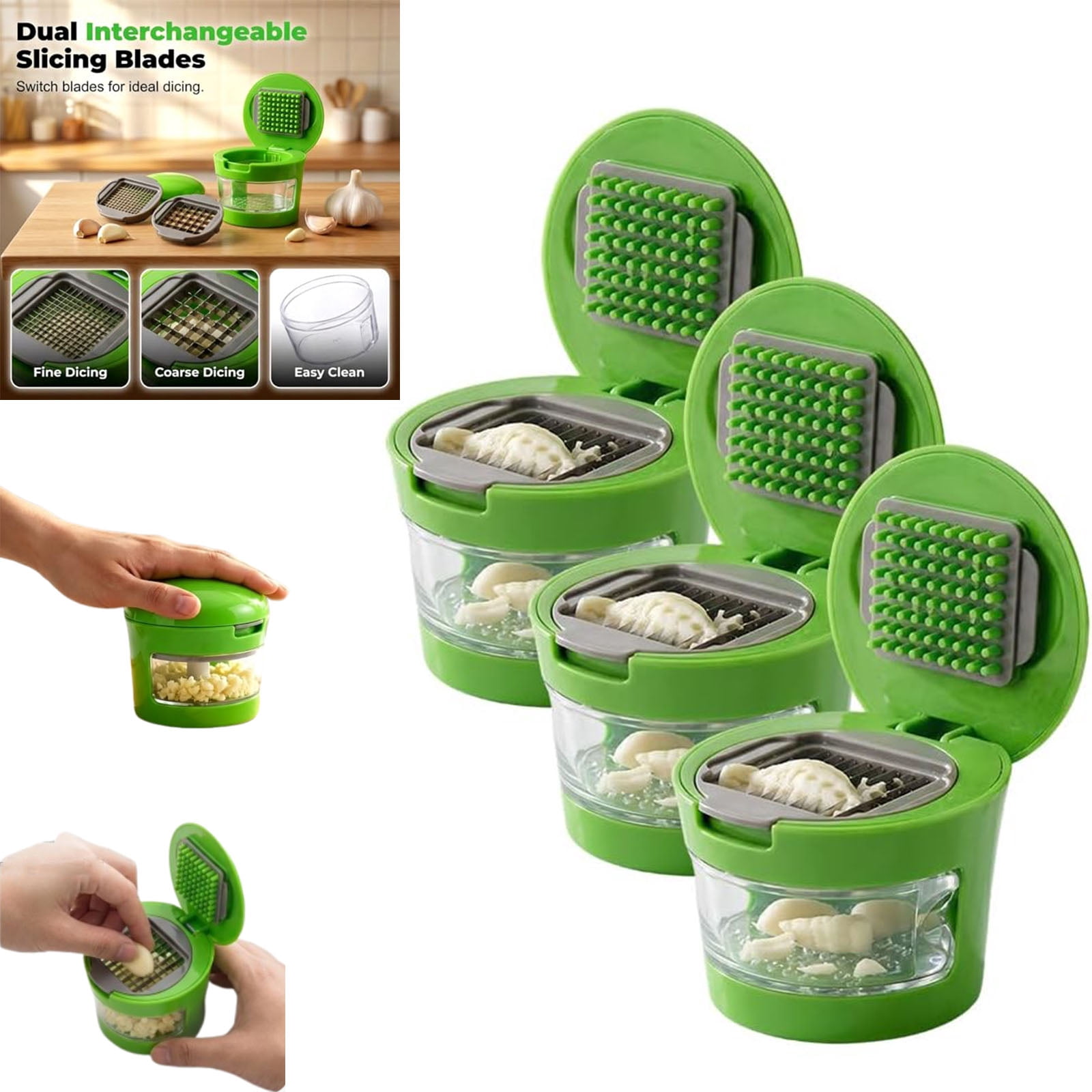 Stainless Steel Garlic Press with Storage Container, 2026 Upgrade Garlic, with Storage Box Odor-Free Easy Wash, for Sliced Garlic & Minced Garlic, Easy to Use Kitchen Gadgets