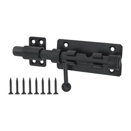 Stainless Steel Gate Latch, 6" Slide Bolt Latch,Thickened Heavy Door Latch Lock, Barrel Bolt Latch for Outdoor Fence, Wooden Fence, Shed Door Brushed Finish, Black