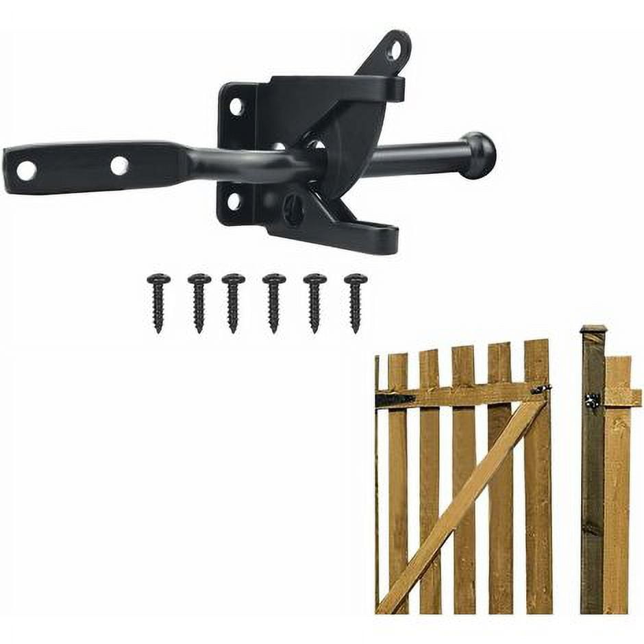 Stainless Steel Gate Latch Automatic Gravity Lever Auto Black Gate Latch with Screws for Wooden