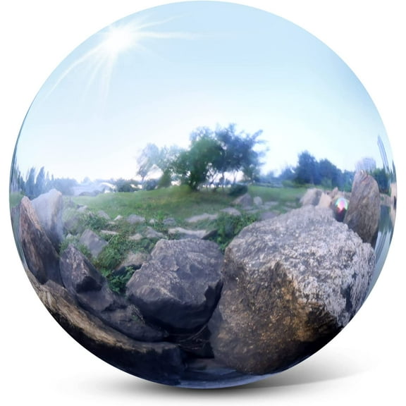 Stainless Steel Gazing Mirror Ball 12 Inch Silver Garden Sphere Garden Ornaments for Home Housewarming Decorating Gift
