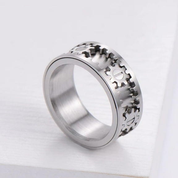 Stainless Steel Gear Ring for Men and Women, Unique Mechanical Style, Unisex Ring