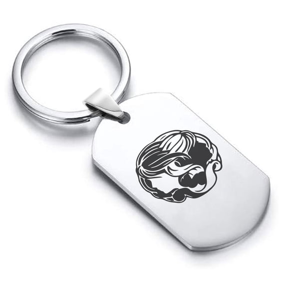 Stainless Steel Gemini Zodiac (Twins) Dog Tag Keychain Circle Ring
