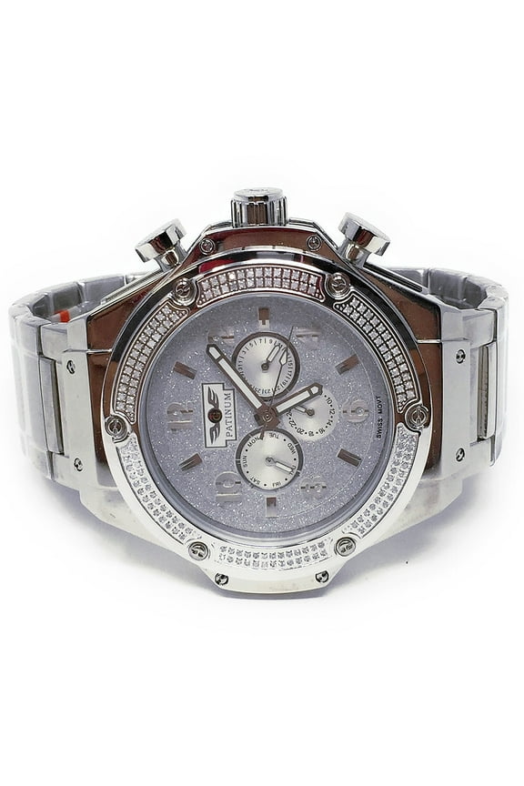 Stainless Steel Genuine Diamonds White Gold Tone Techno Grill Watch Iced Out Presidential Band Jo Rodeo Jojino