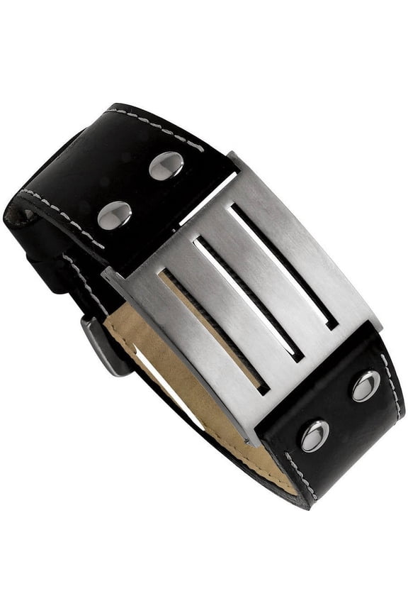 Stainless Steel Genuine Leather Adjustable Buckle Bracelet