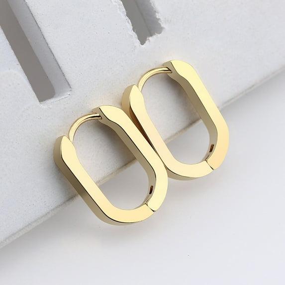 Stainless Steel Geometric Hoop Earrings for Men Women - Punk U-Shape Titanium Earrings Hypoallergenic Lightweight Body Jewelry