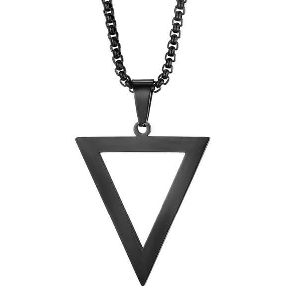 Stainless Steel Geometric Pendant Inverted Triangle Necklace for Men, BFF Necklace for 2