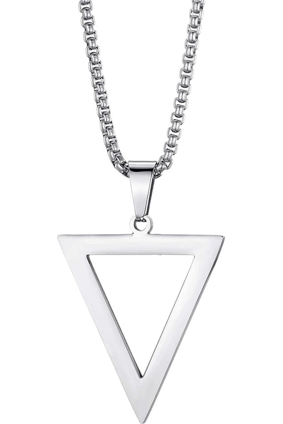 Stainless Steel Geometric Pendant Inverted Triangle Necklace for Men, BFF Necklace for 2