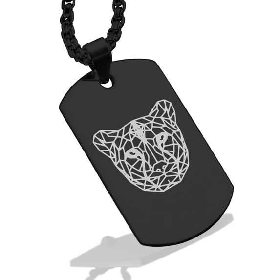 Stainless Steel Geometric Polygon Cheetah Animal Dog Tag Pendant Necklace
