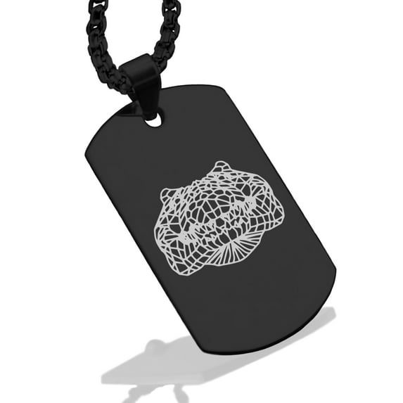 Stainless Steel Geometric Polygon Crocodile Animal Dog Tag Pendant Necklace