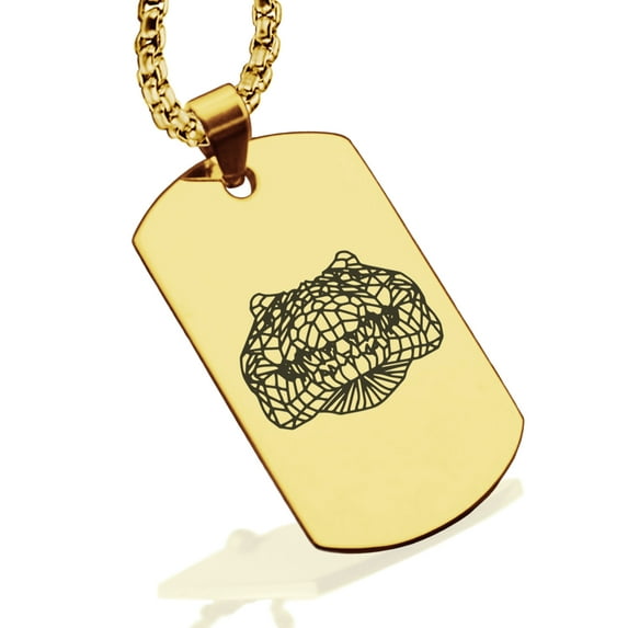Stainless Steel Geometric Polygon Crocodile Animal Dog Tag Pendant Necklace