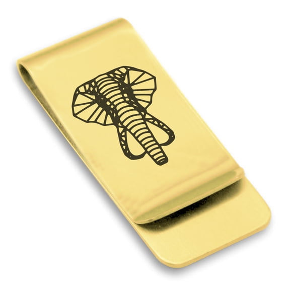 Stainless Steel Geometric Polygon Elephant Animal Classic Slim Money Clip Credit Card Holder