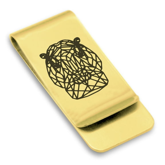 Stainless Steel Geometric Polygon Hippo Animal Classic Slim Money Clip Credit Card Holder