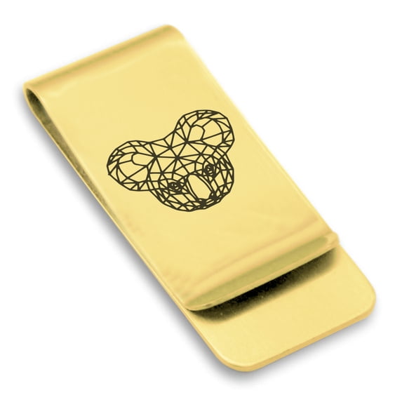 Stainless Steel Geometric Polygon Koala Animal Classic Slim Money Clip Credit Card Holder