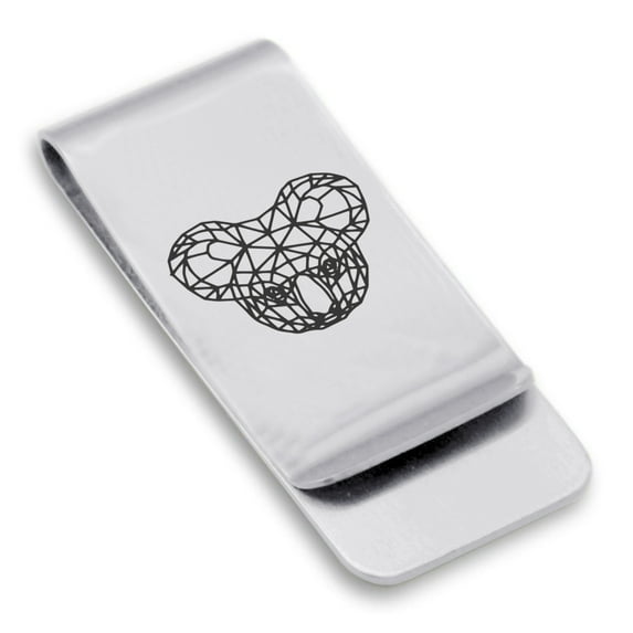 Stainless Steel Geometric Polygon Koala Animal Classic Slim Money Clip Credit Card Holder