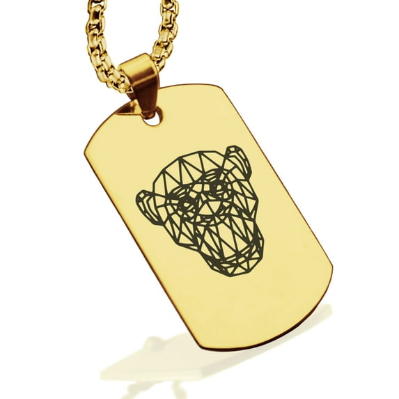Stainless Steel Geometric Polygon Monkey Animal Dog Tag Pendant Necklace