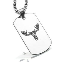 Stainless Steel Geometric Polygon Moose Animal Dog Tag Pendant Necklace