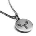 thumbnail image 1 of Stainless Steel Geometric Polygon Moose Animal Round Medallion Pendant Necklace, 1 of 3
