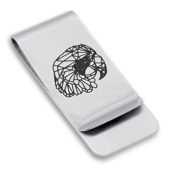 Stainless Steel Geometric Polygon Parrot Animal Classic Slim Money Clip Credit Card Holder