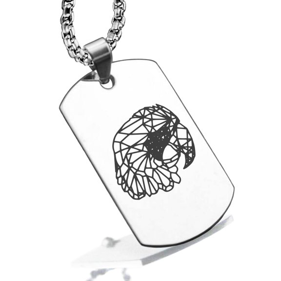 Stainless Steel Geometric Polygon Parrot Animal Dog Tag Pendant Necklace