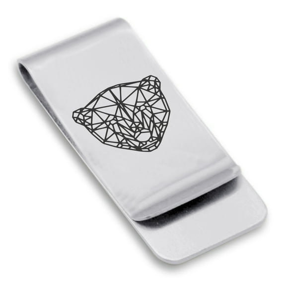 Stainless Steel Geometric Polygon Polar Bear Animal Classic Slim Money Clip Credit Card Holder