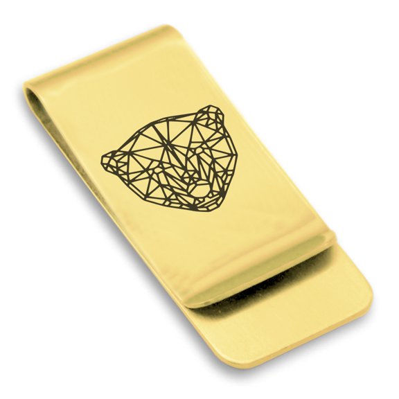 Stainless Steel Geometric Polygon Polar Bear Animal Classic Slim Money Clip Credit Card Holder