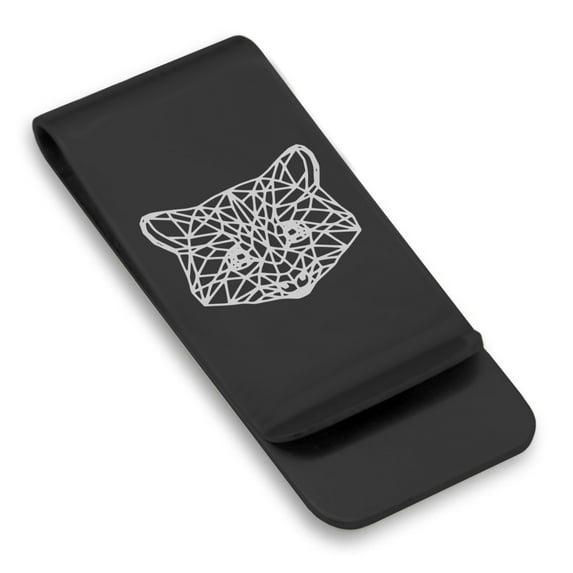 Stainless Steel Geometric Polygon Raccoon Animal Classic Slim Money Clip Credit Card Holder